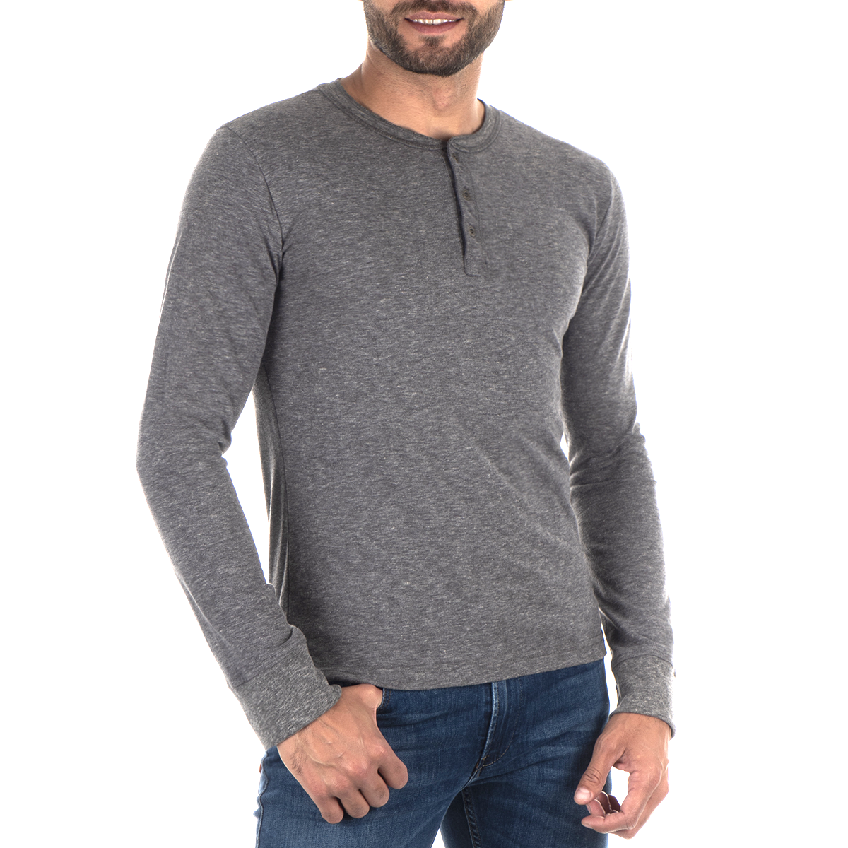Playera Henley Slim Fit Manga Larga (20456) - Main Image
