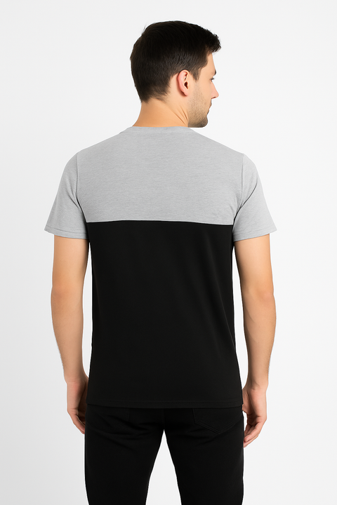 Playera Cuello Redondo Gris / Negro (12732)