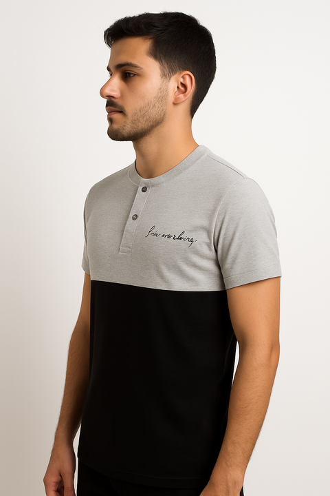 Playera Cuello Redondo Gris / Negro (12732)