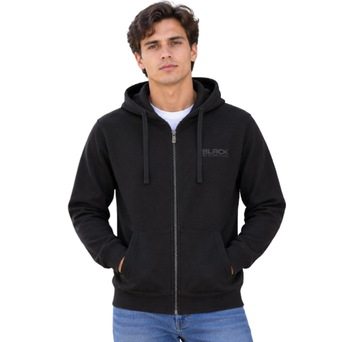 Chamarra con Capucha y Cierre "BLACK BY SILVER PLATE" - Negro (3009B)