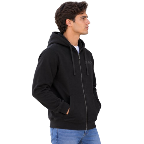 Chamarra con Capucha y Cierre "BLACK BY SILVER PLATE" - Negro (3009B)