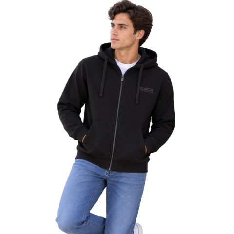 Chamarra con Capucha y Cierre "BLACK BY SILVER PLATE" - Negro (3009B)