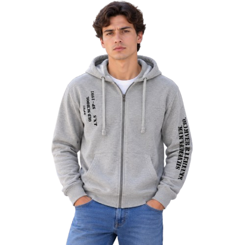 Sudadera con Capucha y Cierre "Old School / SP-1997" - Gris Jaspe (31055)