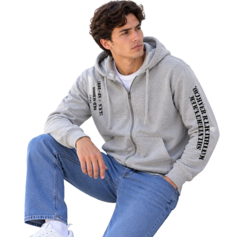 Sudadera con Capucha y Cierre "Old School / SP-1997" - Gris Jaspe (31055)