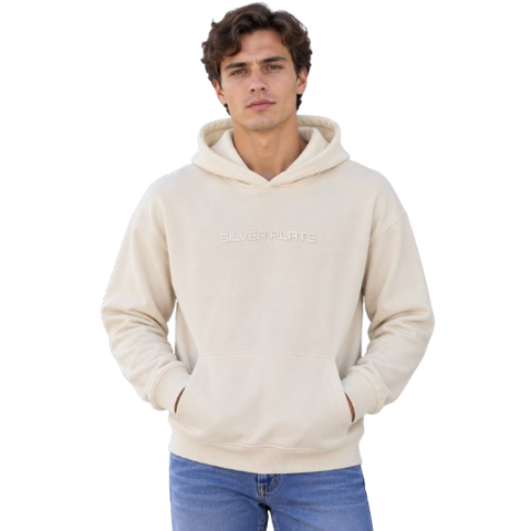 Sudadera Hoodie con Bordado Relieve "SILVER PLATE" - Off-White (31058)