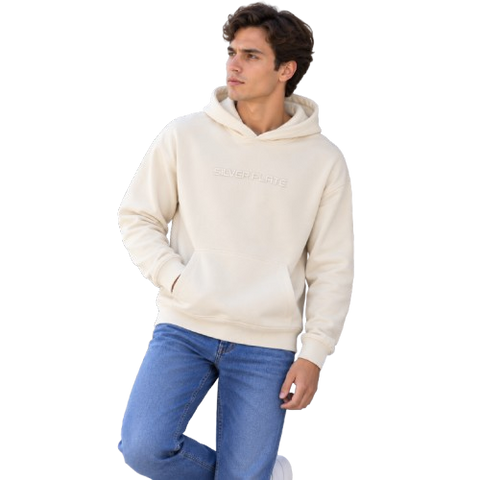 Sudadera Hoodie con Bordado Relieve "SILVER PLATE" - Off-White (31058)