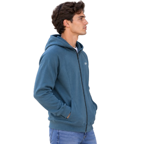 Sudadera con Capucha y Cierre Completo "S&P" - Azul Pizarra / Hueso (31068)
