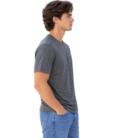Playera Cuello Redondo en Tela Jaspe - Gris Jaspe Oscuro (40045)