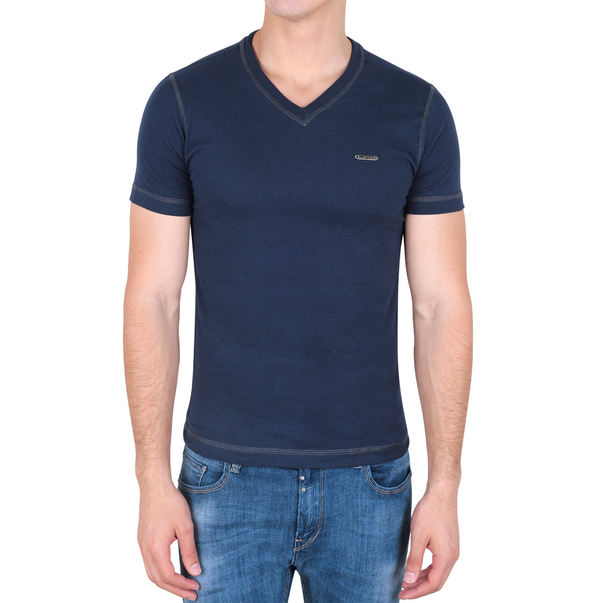 Playera Cuello V Slim Fit Manga Corta (11079)– silverplatestore